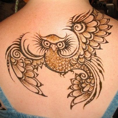 Shoulder Henna Designs-Fascinating owl design