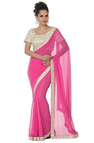 Simplu Saris-Baby Pink Plain Sari 6