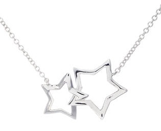 Double Star Pendant Necklace in Silver