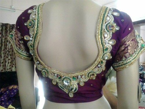 Wedding Blouse Design For Silk Sarees-Kundan Blouse For The Silk Sarees 2