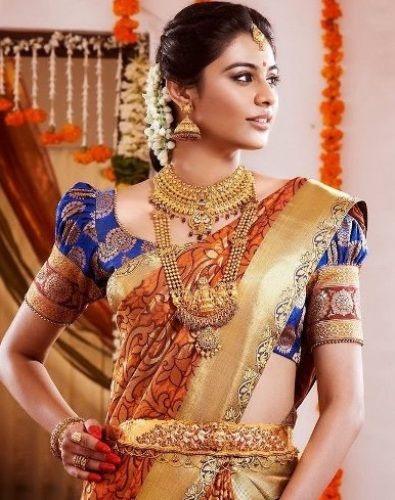 Wedding Blouse Design For Silk Sarees-Heavy South Indian Wedding Silk Blouse Design 6