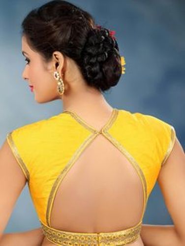 Yellow Blouse Designs-Triangle Shaped Yellow Blouse 6