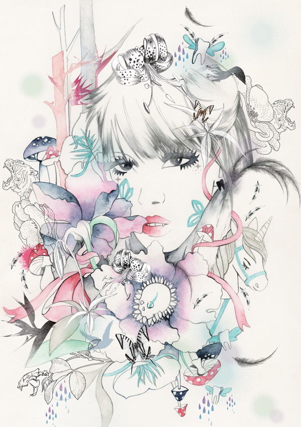 "Nadia" gėlių akvarelės iliustracijos